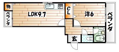 ディアライフ千防(1LDK/1階)の間取り写真