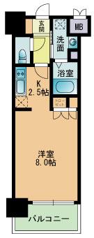 RJRプレシア南福岡(1K/9階)の間取り写真
