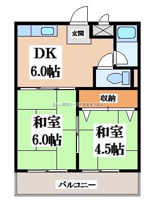 萩原ハイツ(2DK/2階)の間取り写真