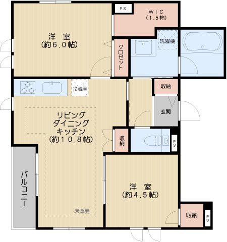 グリーンヒル白山(2LDK/2階)の間取り写真