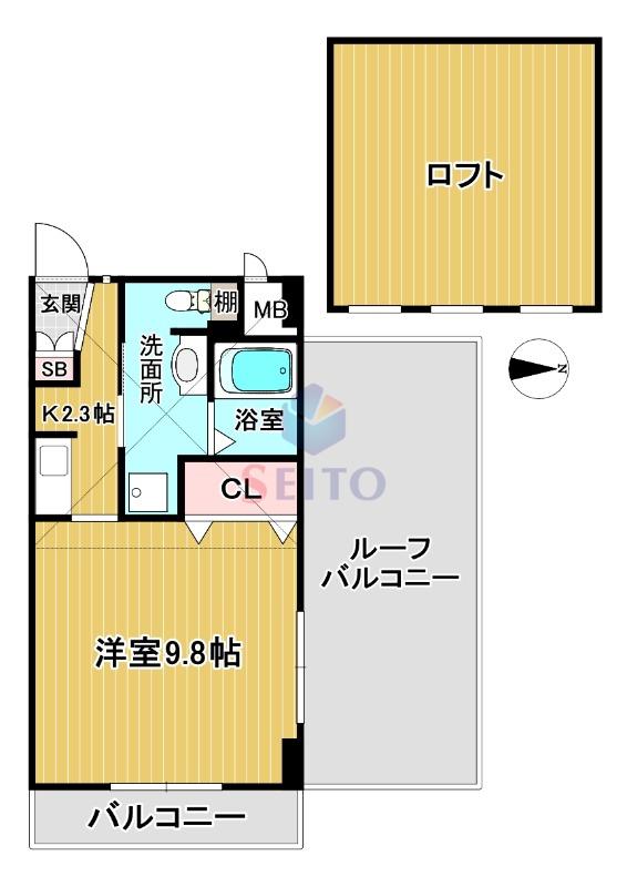 アドミール豊中(1K/4階)の間取り写真