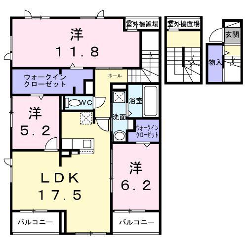 ボヌール・ド・コルザ(3LDK/3階)の間取り写真