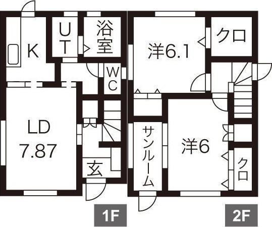 サンモールフジE(2LDK/1階)の間取り写真