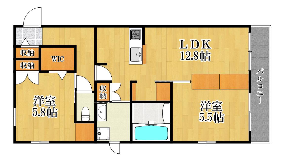 CLARICE 武蔵小杉(1LDK/2階)の間取り写真