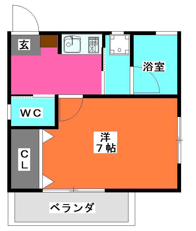パーシモンハウス(1K/2階)の間取り写真