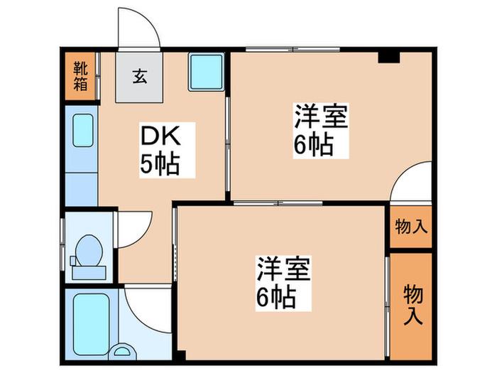 齋籐マンション(2DK/1階)の間取り写真
