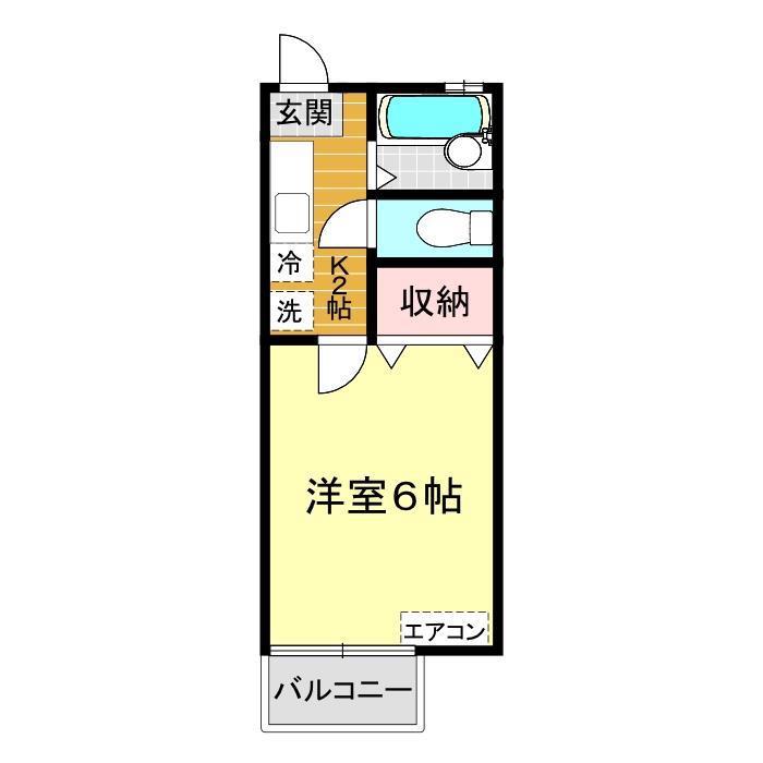パーソンズ宮野B棟(1K/1階)の間取り写真