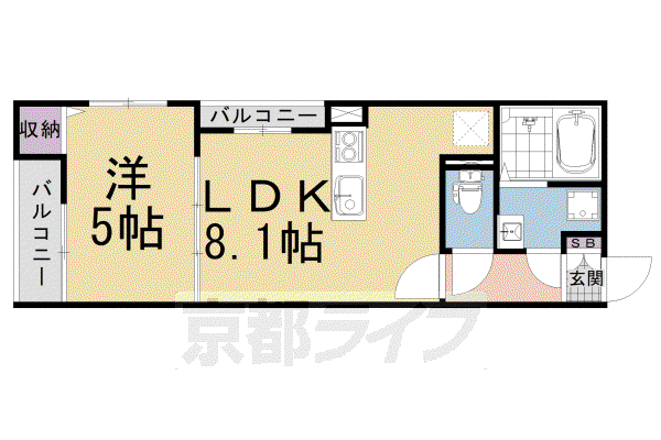 メゾンドクレール西大路(1LDK/2階)の間取り写真