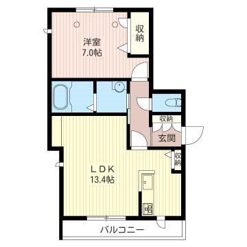 カスタネア上原(1LDK/2階)の間取り写真