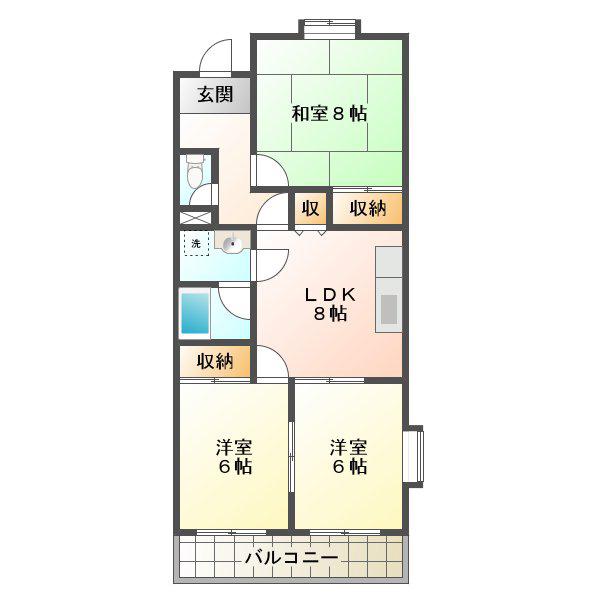 サンシャインガーデン(3LDK/3階)の間取り写真