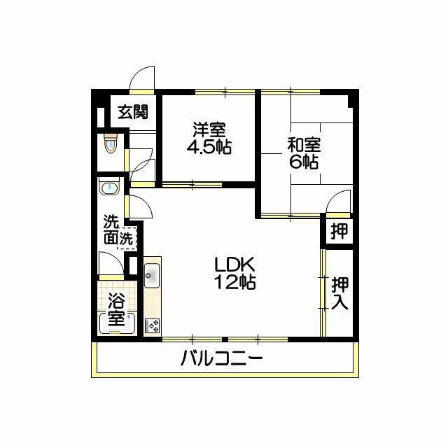 森ビル(2LDK/3階)の間取り写真