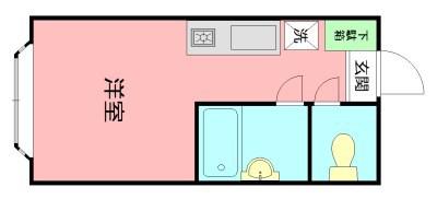 パンシオン善行NO.2(1K/1階)の間取り写真