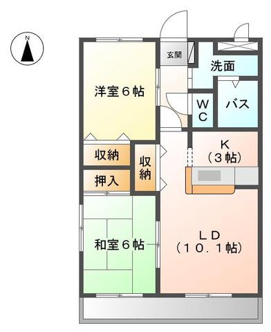 ひまわり(2LDK/1階)の間取り写真