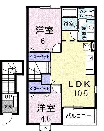 リッチモンドD(2LDK/2階)の間取り写真