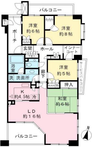 フランヴィーヴル聖蹟桜ヶ丘(4LDK/2階)の間取り写真
