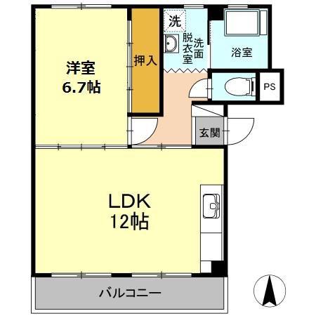 ほどのニッセイハイム(1LDK/3階)の間取り写真
