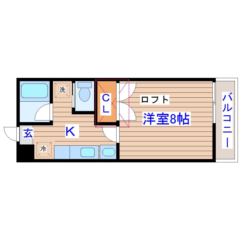 モンターニュ柏木(1K/1階)の間取り写真