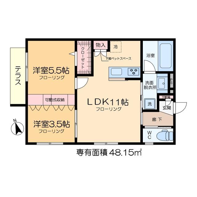 CIEL ETOILE(2LDK/1階)の間取り写真