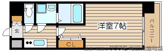 ジュネーゼ・ロイヤルレジデンス梅田東(1K/6階)の間取り写真