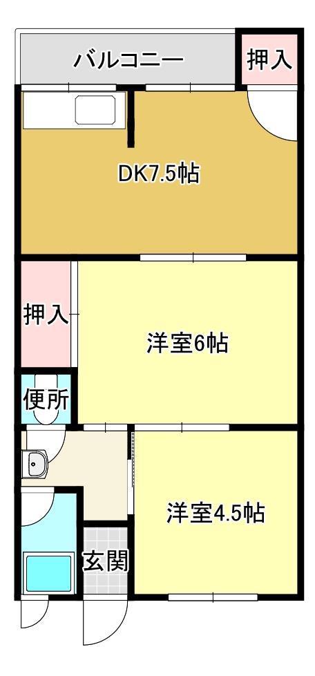 パールハイツ(2DK/1階)の間取り写真