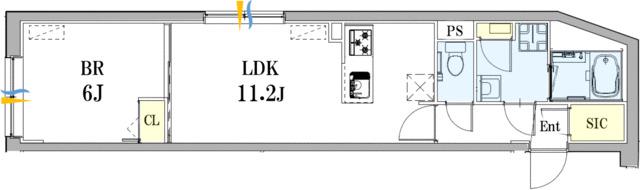 プラティーク品川中延(1LDK/2階)の間取り写真