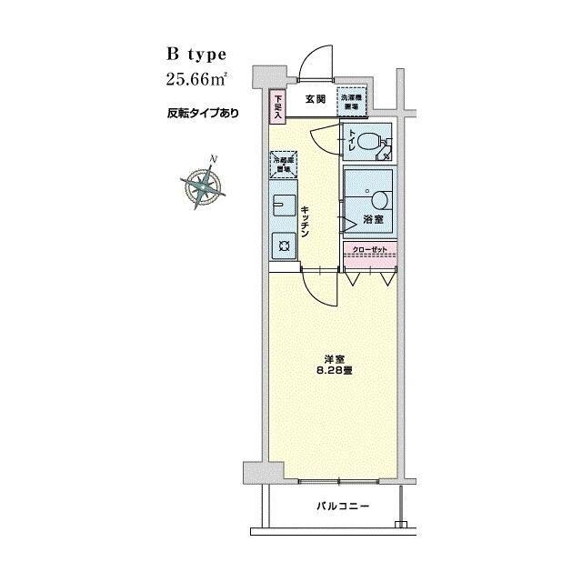 ドルフ喜多見(1K/2階)の間取り写真