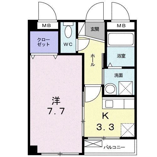 サンパレスM(1K/2階)の間取り写真