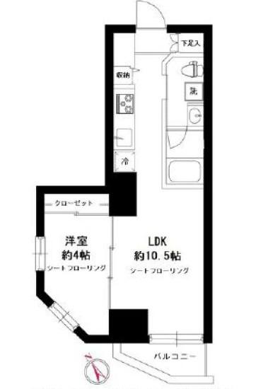 ラ・ペルラ文京小石川 LA PERLA BUNKYO-KOISHIKA(1LDK/5階)の間取り写真