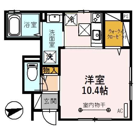 D-ROOM S 花堂南(ワンルーム/1階)の間取り写真