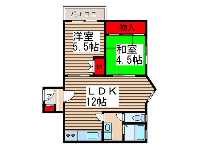 ハイツエバグリーン津田沼(2LDK/3階)の間取り写真