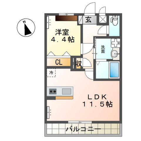 フォルトゥナ藤森(1LDK/2階)の間取り写真