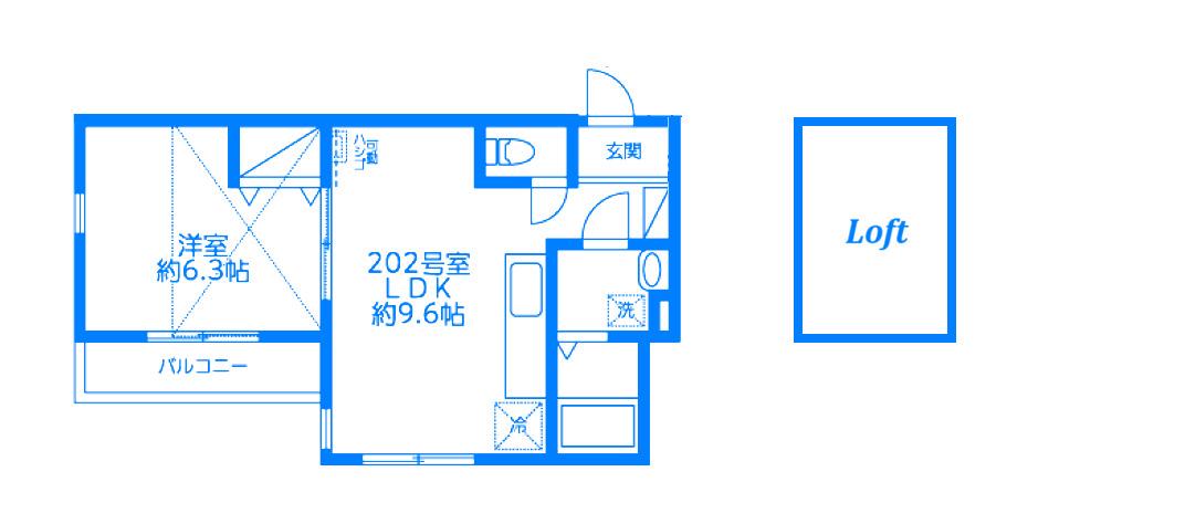 サンス馬場(1LDK/2階)の間取り写真