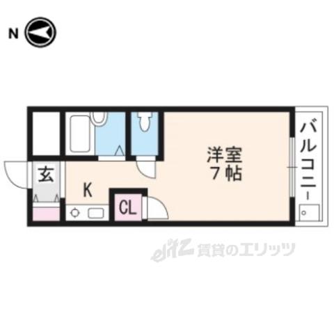 ウエストヴァレー京都(ワンルーム/2階)の間取り写真