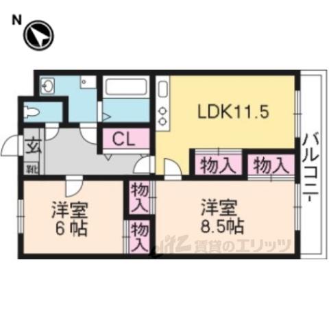 VILLAFELICE(2LDK/2階)の間取り写真