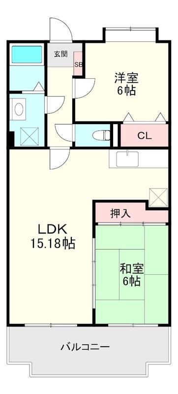 ヴィルヌーブ1番館(2LDK/3階)の間取り写真