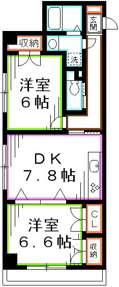 フォレスト武蔵野(2DK/3階)の間取り写真