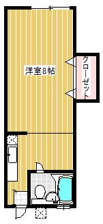 ユタカコーポ(1K/2階)の間取り写真