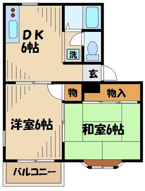 メープル関山I(2DK/2階)の間取り写真