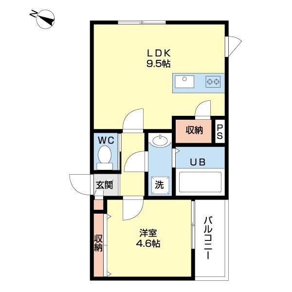 ガーデンシティ神道寺(1LDK/3階)の間取り写真