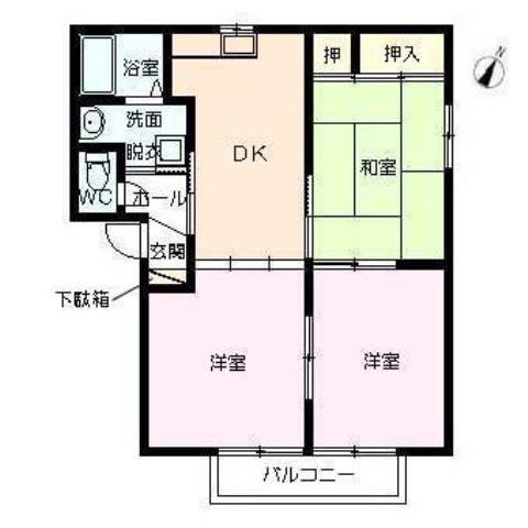 メゾンYOU I号棟(3DK/2階)の間取り写真
