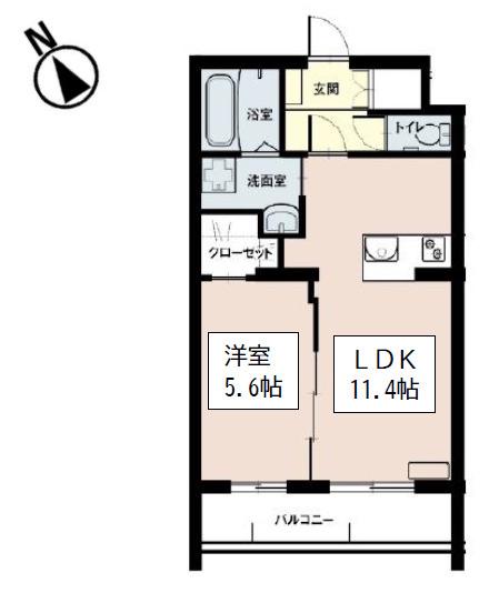 クレール結葵西5丁目(1LDK/2階)の間取り写真