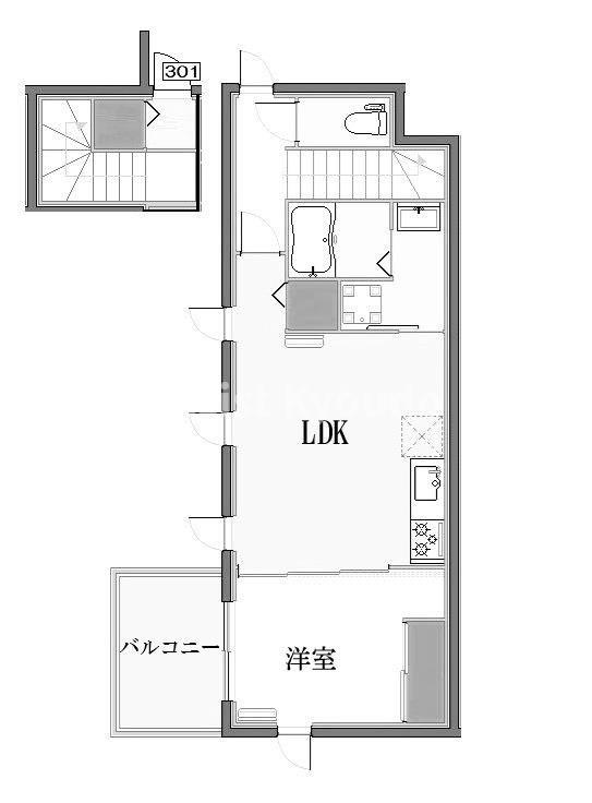 サクラテラス(1LDK/3階)の間取り写真