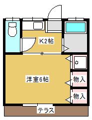 シャトー水谷(1K/1階)の間取り写真