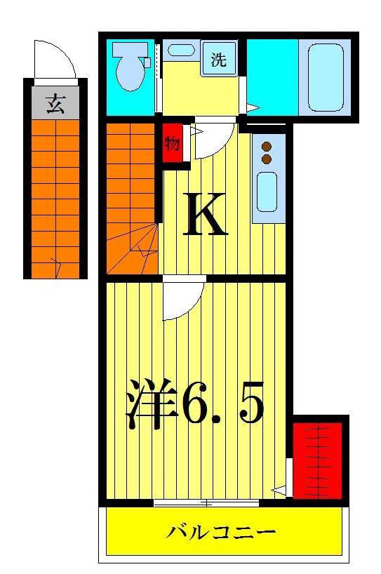 グランシャレー亀有I(1K/2階)の間取り写真