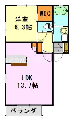 ルミエールI(1LDK/1階)の間取り写真