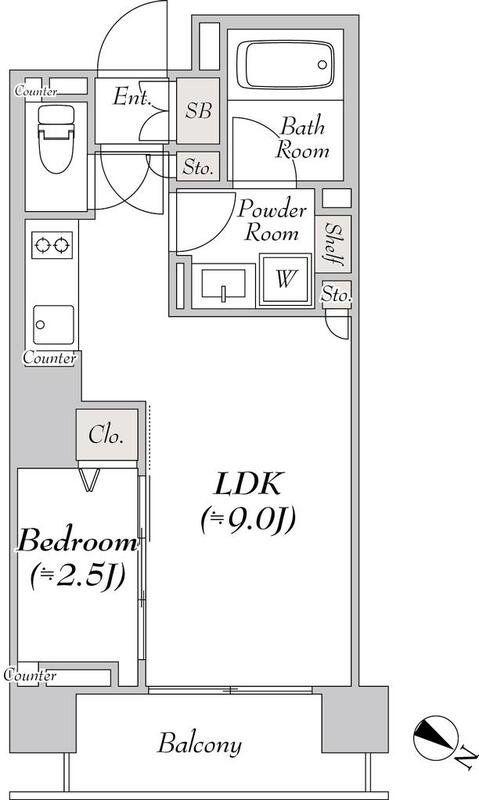 ルミーク文京千石(1LDK/2階)の間取り写真
