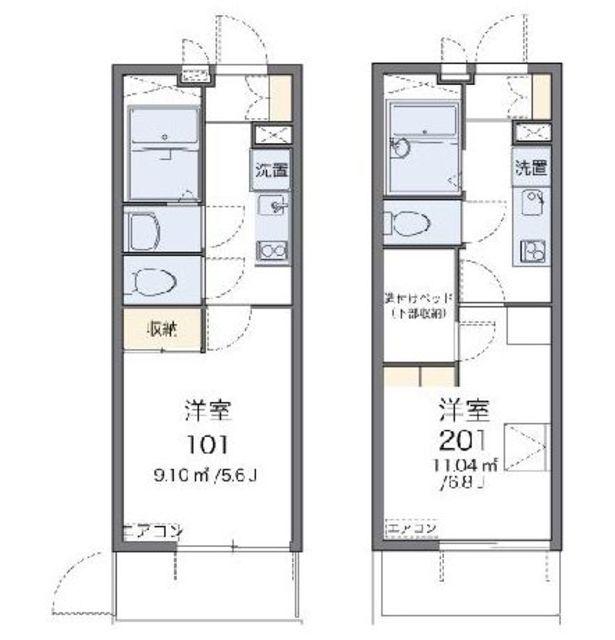 レオパレス川崎港町(1K/2階)の間取り写真
