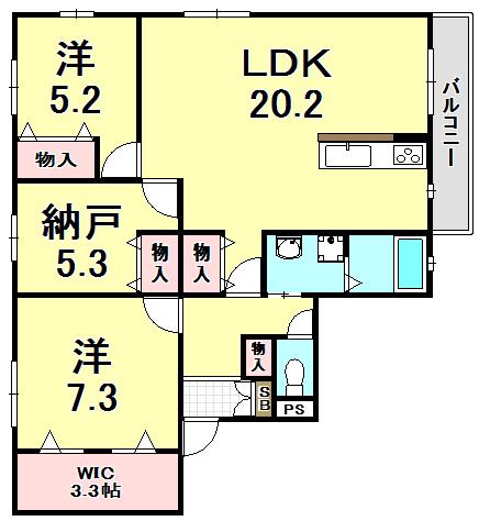 クライネ フェルト(2SLDK/1階)の間取り写真