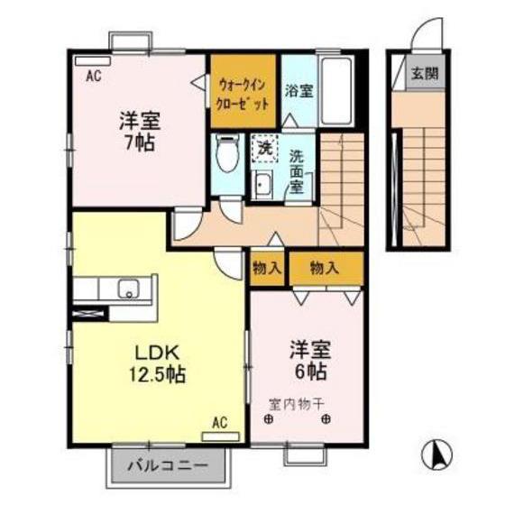 グリーンハウス(2LDK/2階)の間取り写真
