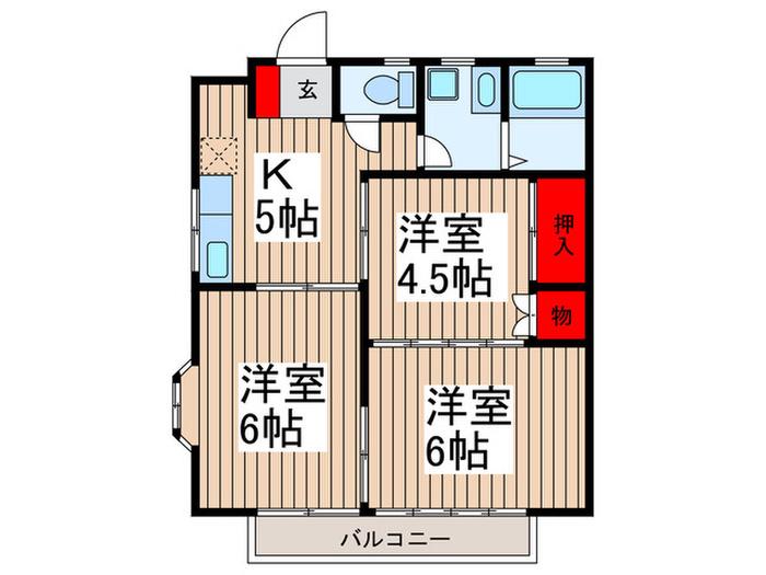 寿荘2号棟(3K/2階)の間取り写真
